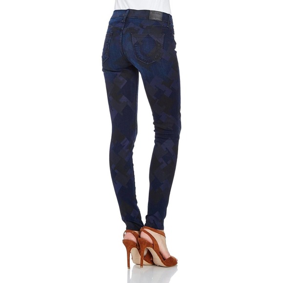 True Religion Casey Low Rise Super Skinny Jeans Indigo Houndstooth 23/24/25 Nwt - Picture 5 of 5